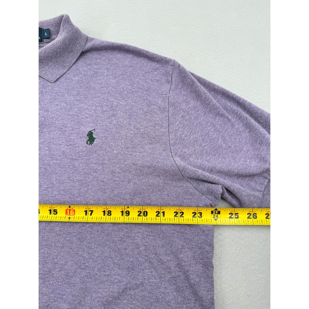 Polo Ralph Lauren Mens L Short Sleeve Soft Cotton Polo Heathered Purple Preppy - Picture 8 of 9